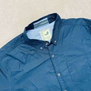 Alexander Julian Colours Shirt Men Large Blue Button‎ Down Organic Cotton Casual